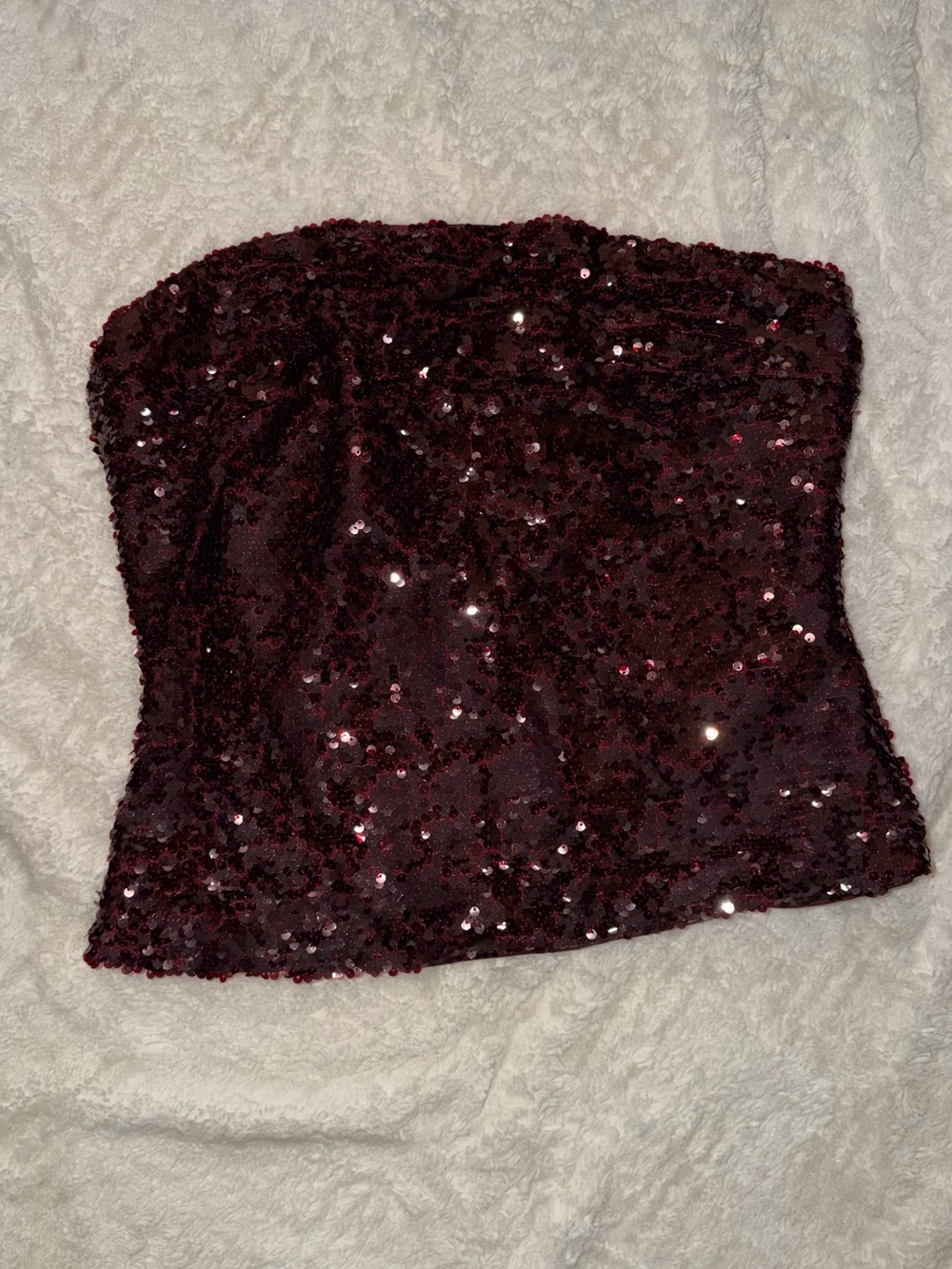 Fashion Nova Burgundy Sequin Tube Top